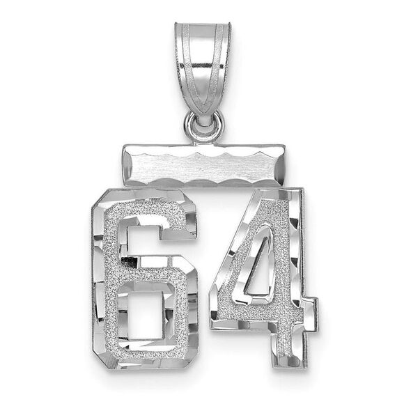 14k White Gold Varsity Collection Small D/C Pendant Number 64